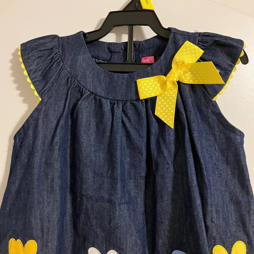 Good Lad Toddler Girls 4T Chambray Flower Applique Tunic and Leggings Set Yellow